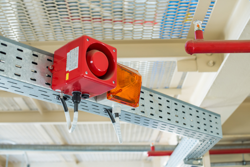 The fire alarm system. The combination of sound and light alert.